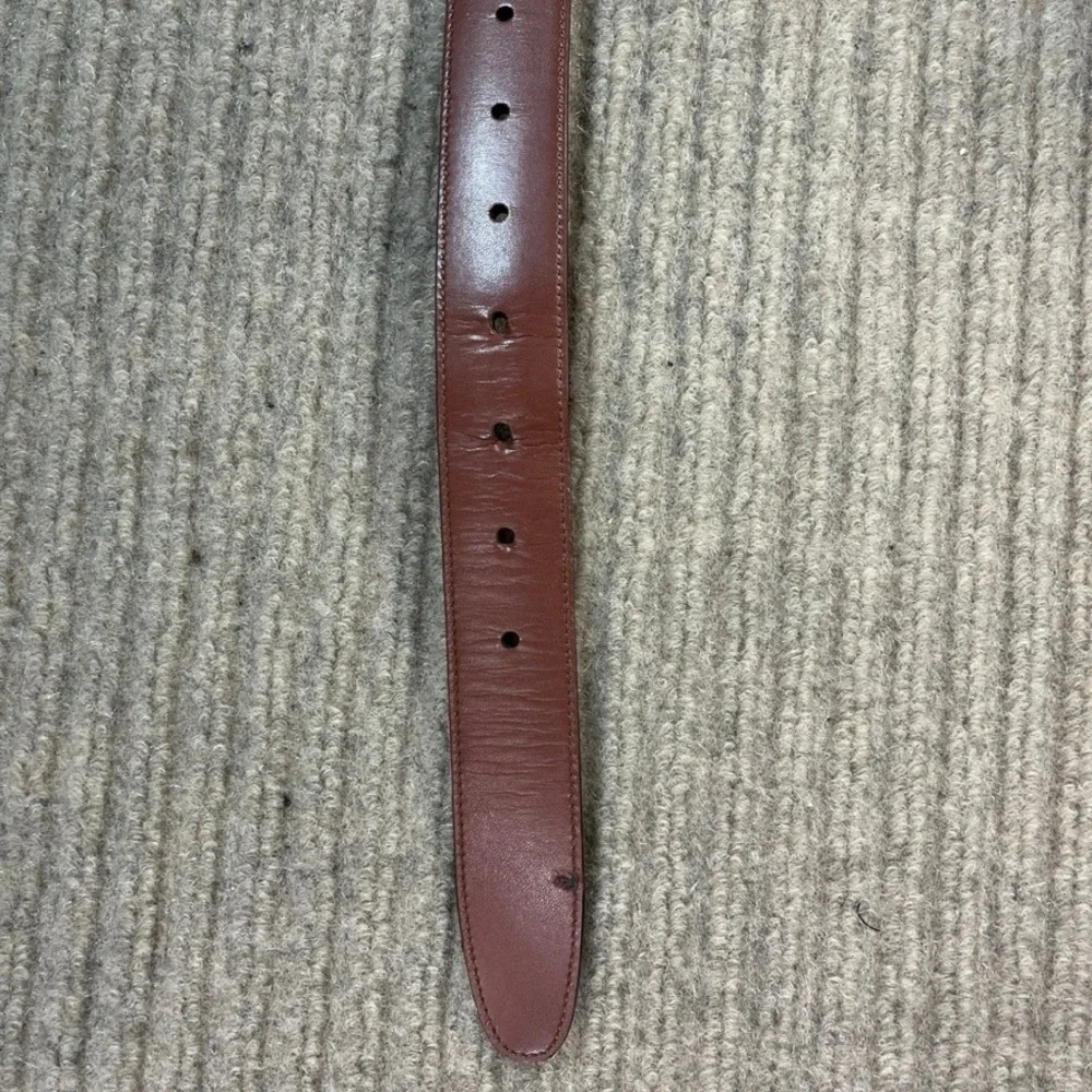 Perry Ellis Portfolio Mens Tan Brown Leather Dress Belt 34 Silver Buckle 1PE2030